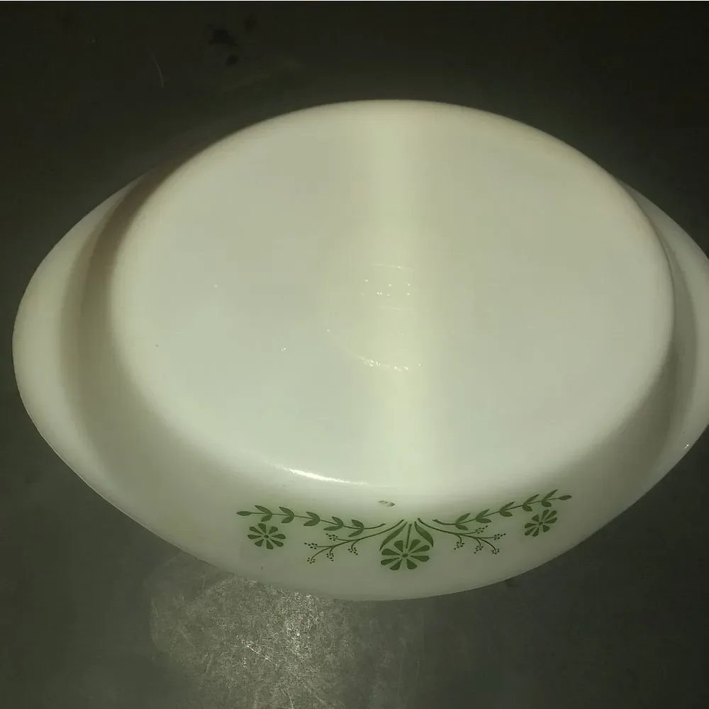 Glasbake Milk Glass Oval Divided Baking Dish